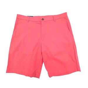 NWT‎ Charles Tyrwhitt Mens Coral Pink Cotton Shorts Flat Front Size 32